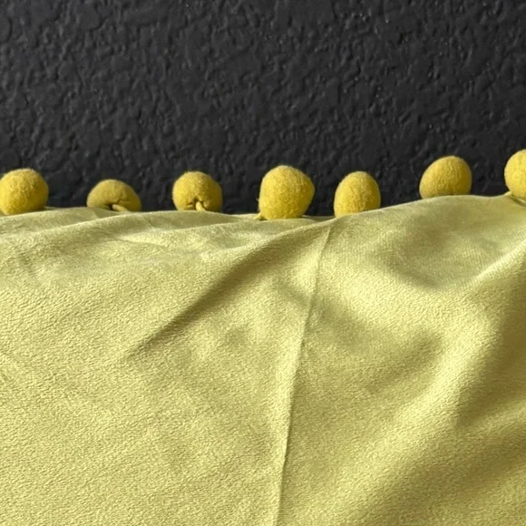 Green Throw Pillow COVERS with Pom-Pom Trim - Picture 4 of 5